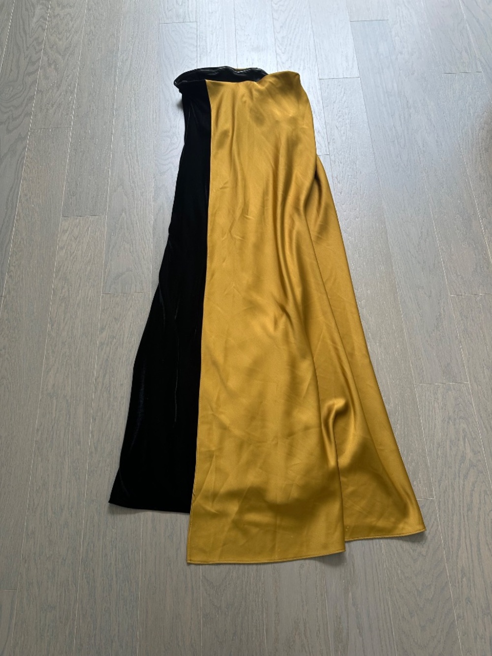 Et Ochs MARILYN Patina Black Yellow Velvet Strapless Maxi Dress Gown - Size 6 - Picture 3 of 11